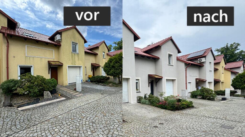Fassadenreinigung und Fassadenanstrich vorher nachher