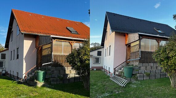 Dachreinigung und Malerarbeiten vorher und nachher Dachreinigung und Malerarbeiten vorher und nachher