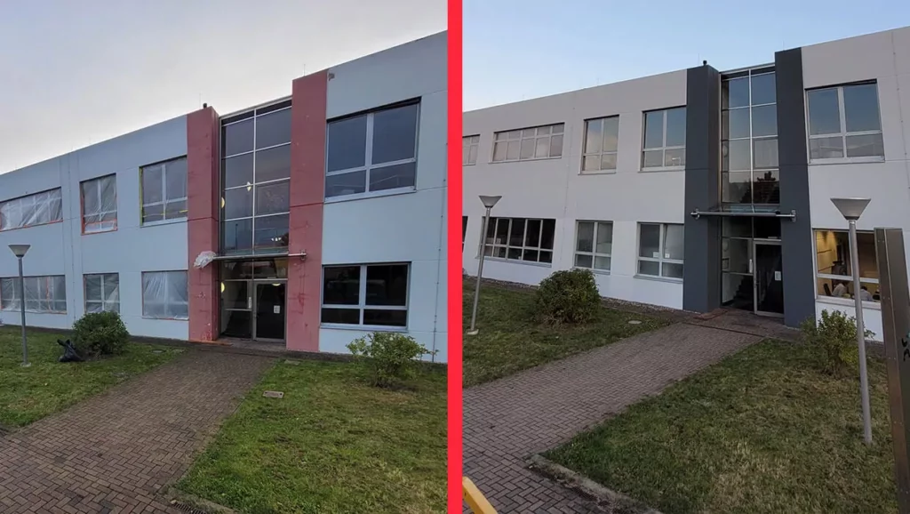 Streichen der Fabrikfassade Zittau