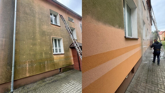 Fassadenreinigung eines Mehrfamilienhauses in Gubin