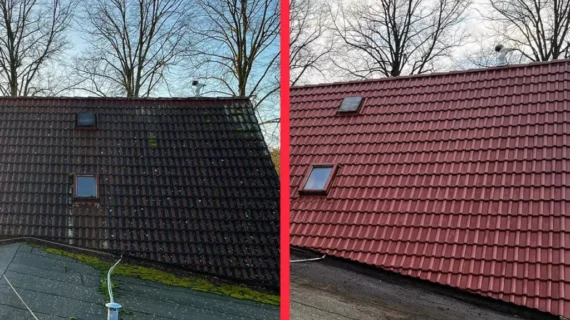 Dach vorher und nachher – Reinigungsergebnis im Vergleich