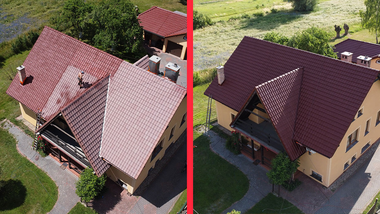Dachanstrich Bojadła vorcher nachher
