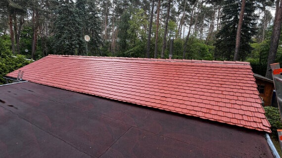 Vor der Dachreinigung und Imprägnierung Fichtenwalde