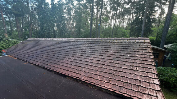 Vor der Dachreinigung und Imprägnierung Fichtenwalde