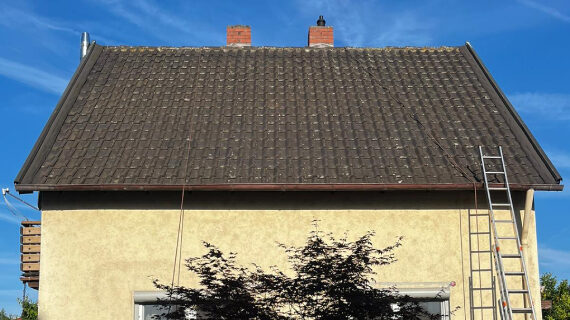 Vor der Reinigung und dem Streichen des Daches in Frankenthal Dachreinigung und -anstrich Frankenthal vorher nachher