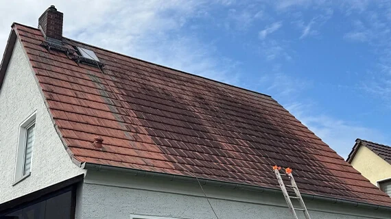 Haus vor der Dachreinigung und -imprägnierung in Neuhardenberg