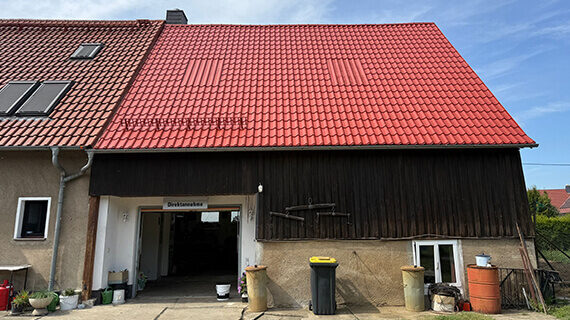 Dachanstrich Kodersdorf vorcher nachher